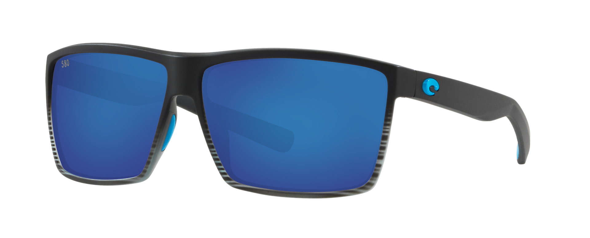 costa rincon polarized sunglasses in black and blue with blue lenses