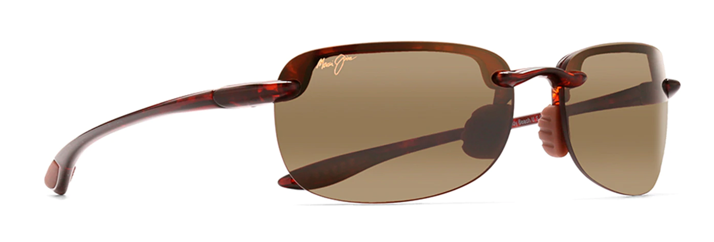 maui jim sandy beach rimless sunglasses in tortoise with bronze lenses