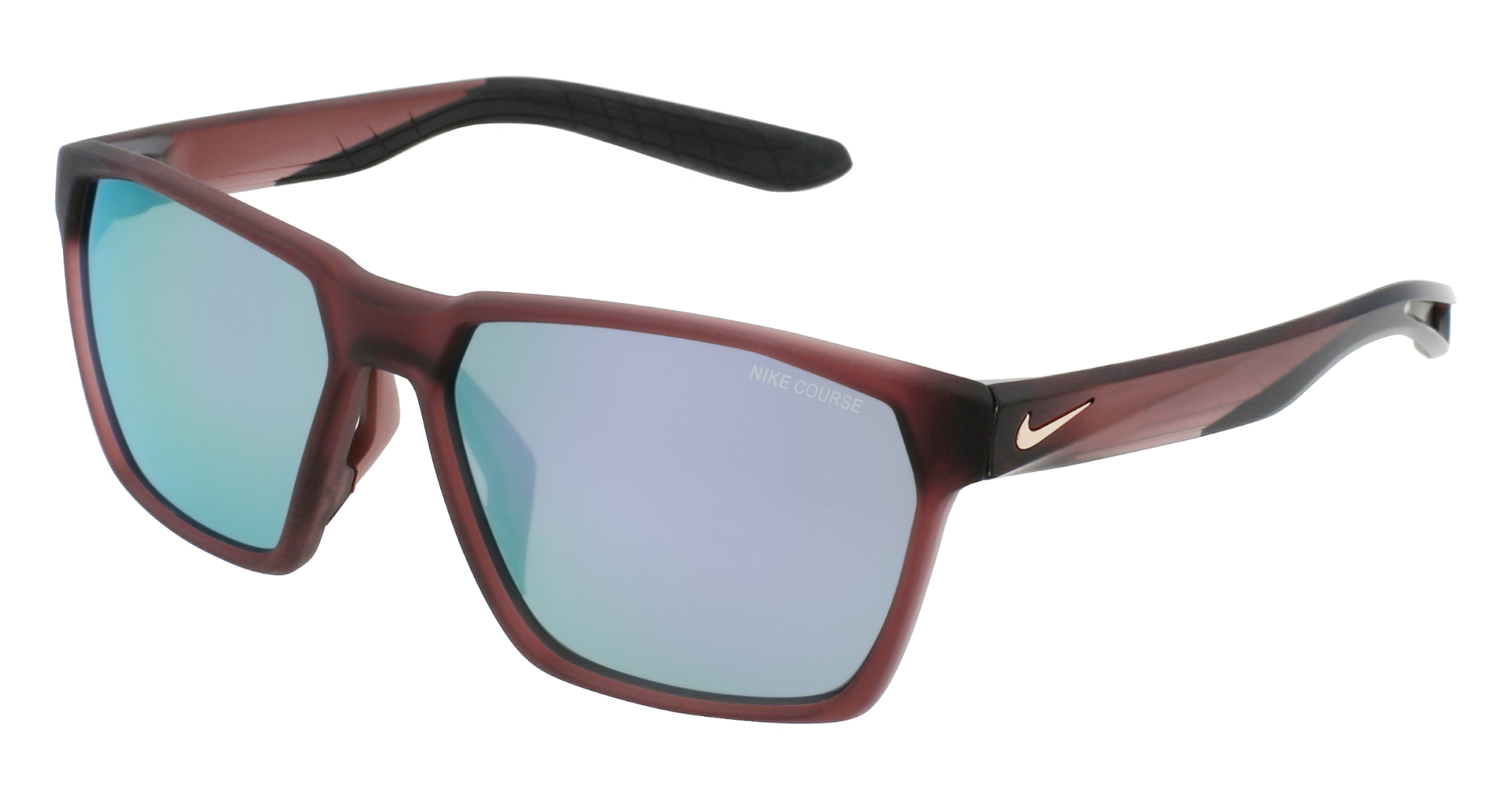 nike maverick small sunglasses in burgundy with blue lenses