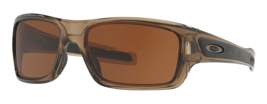 oakley turbine athleisure sunglasses in transparent brown with dark bronze lenses