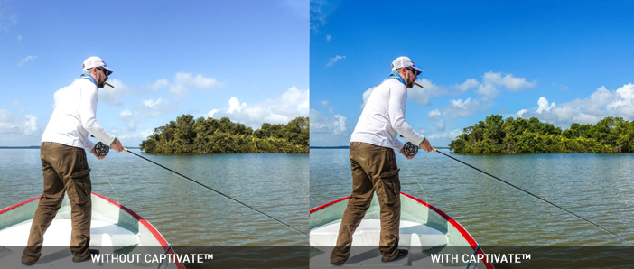 fisherman on water vision through wiley x captivate lenses compared to without