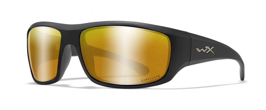 Wiley X Omega sunglasses in matte black with captivated polarized bronze mirror lenses