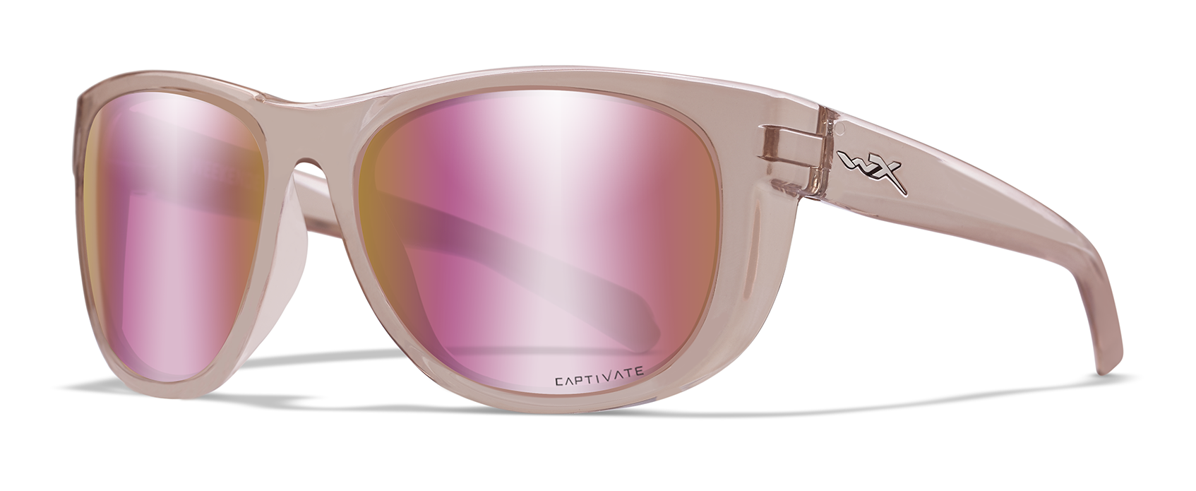 wiley x weekender women's fishing sunglasses in blush with rose gold mirror lenses