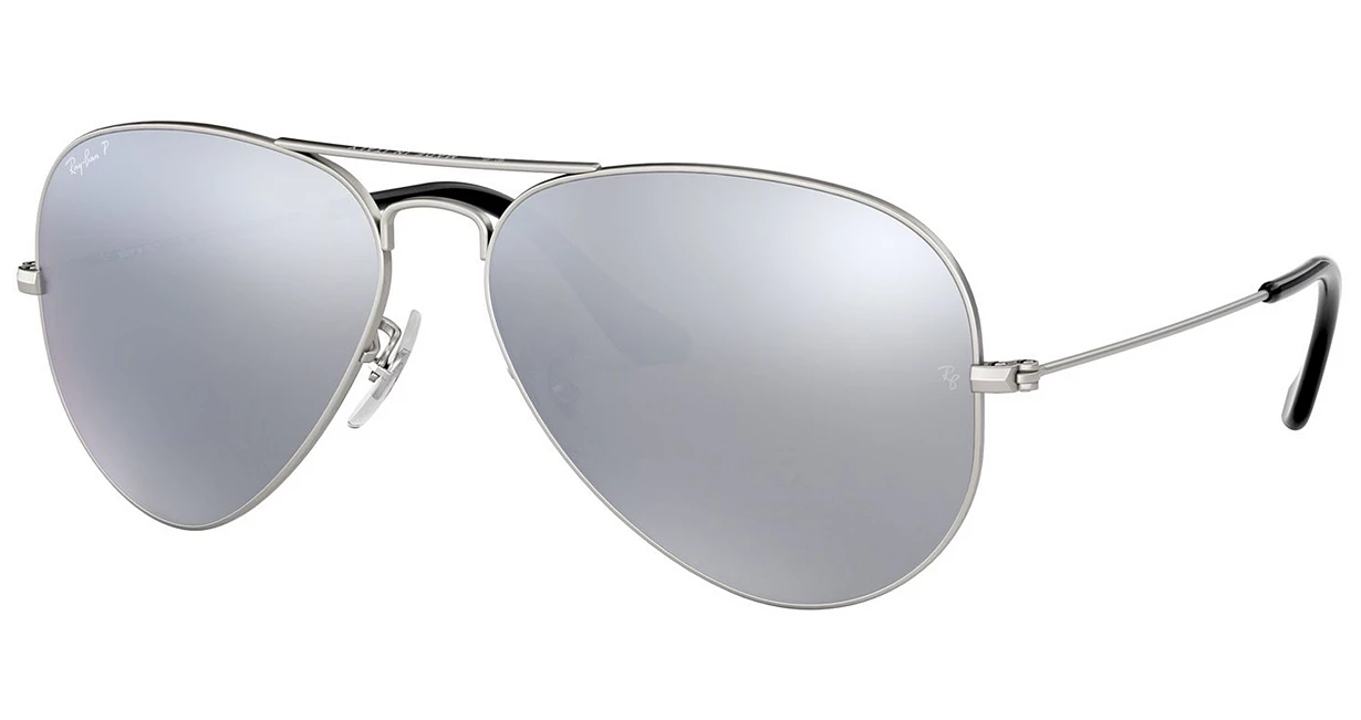 ray ban mirrored aviator sunglasses in matte silver with silver mirror lenses