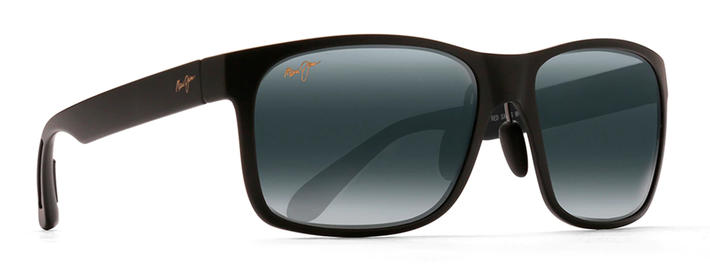 maui jim red sands in matte black with grey lenses