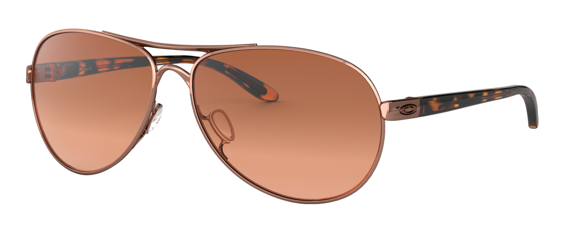 oakley feedback women's sunglasses in rose gold metal frame with brown gradient lenses