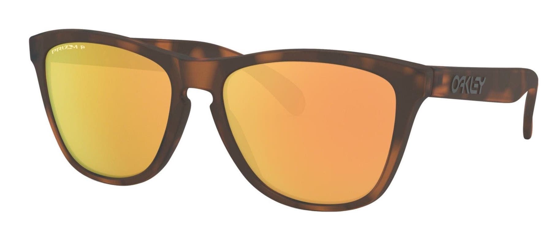 oakley frogskins in matte brown tortoise with prizm rose gold polarized lenses