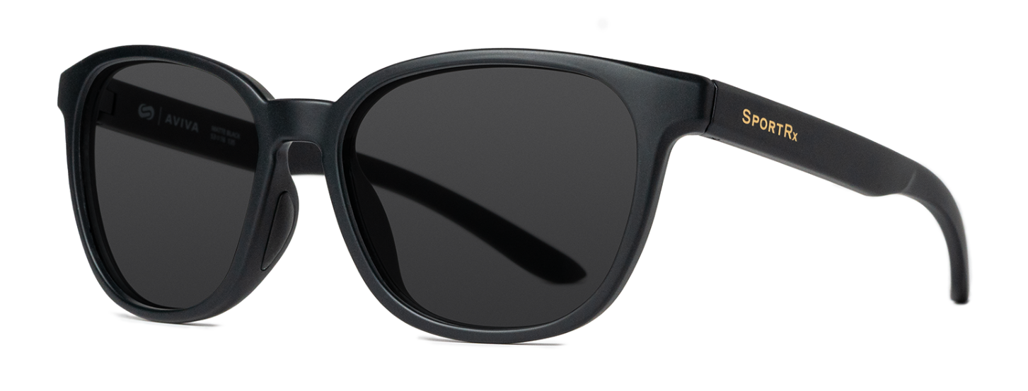 sportrx aviva sunglasses in matte black with prescription lenses