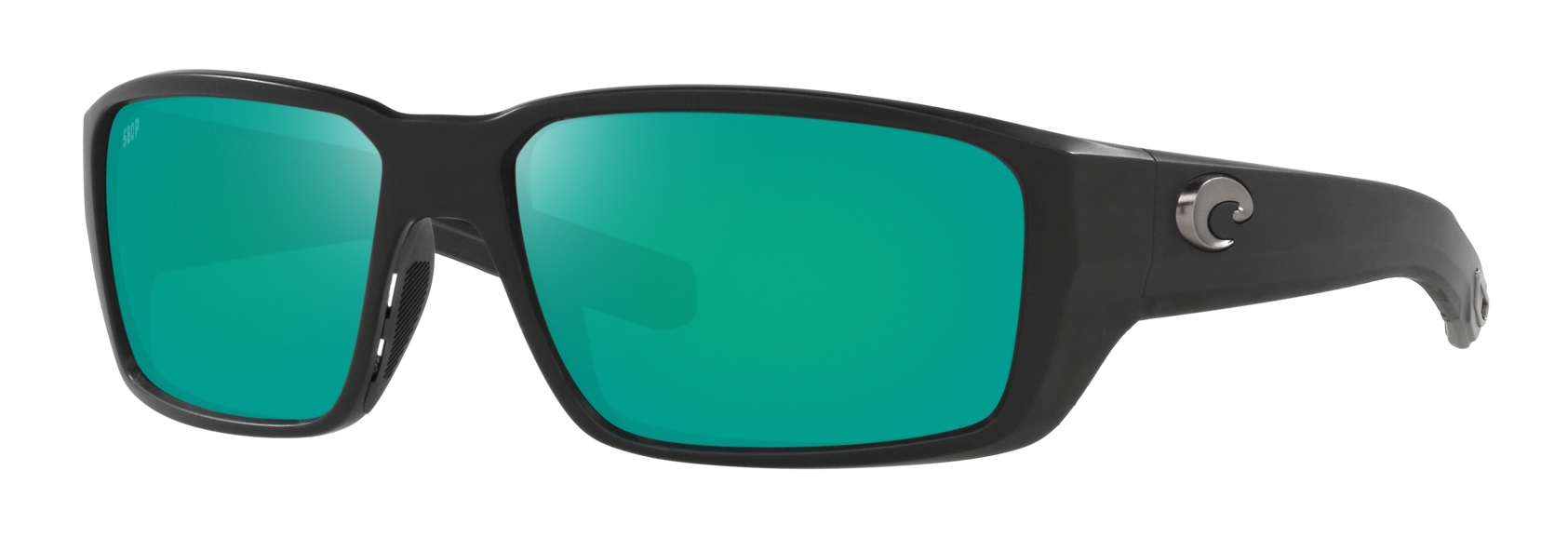 Costa Fantail PRO sunglasses in matte black with green mirror 580g lenses.