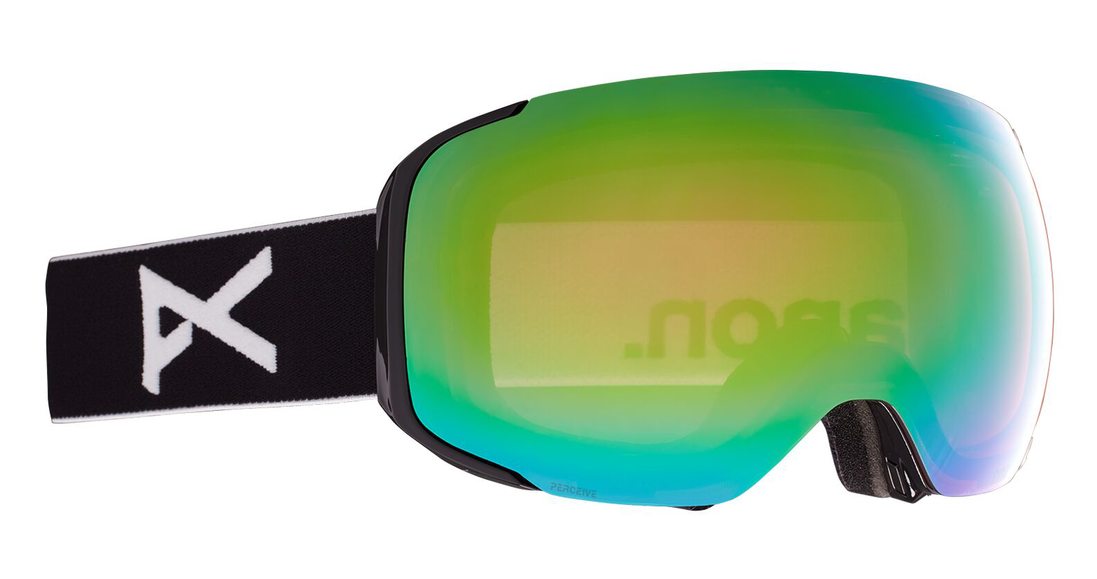 Anon M2 ski & snow goggles in black with green shield lens.