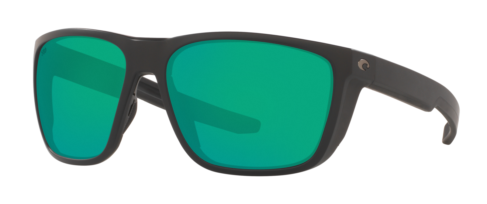 costa ferg fishing sunglasses in matte black with green mirror glass polarized lenses