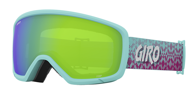 Giro Stomp kids snow goggle in blue with greenish blue shield lens.