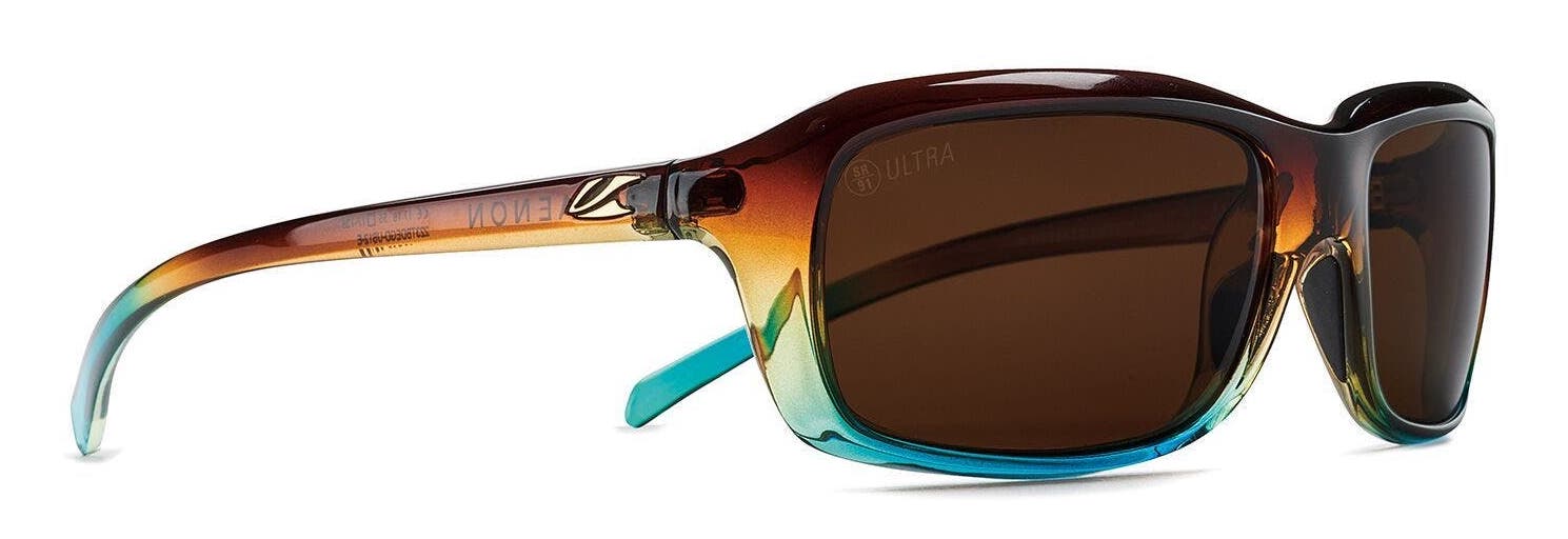 Kaenon Monterey women's polarized sunglasses in brown and blue with brown prescription polarized lenses.