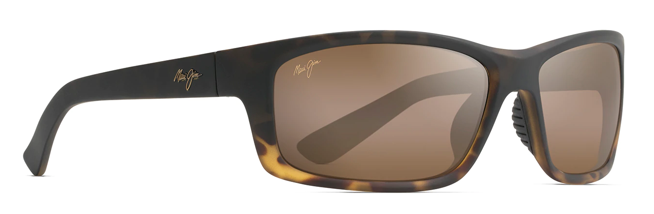 Maui Jim Kanaio Coast driving sunglasses in tortoise matte with brown polarized lenses. 