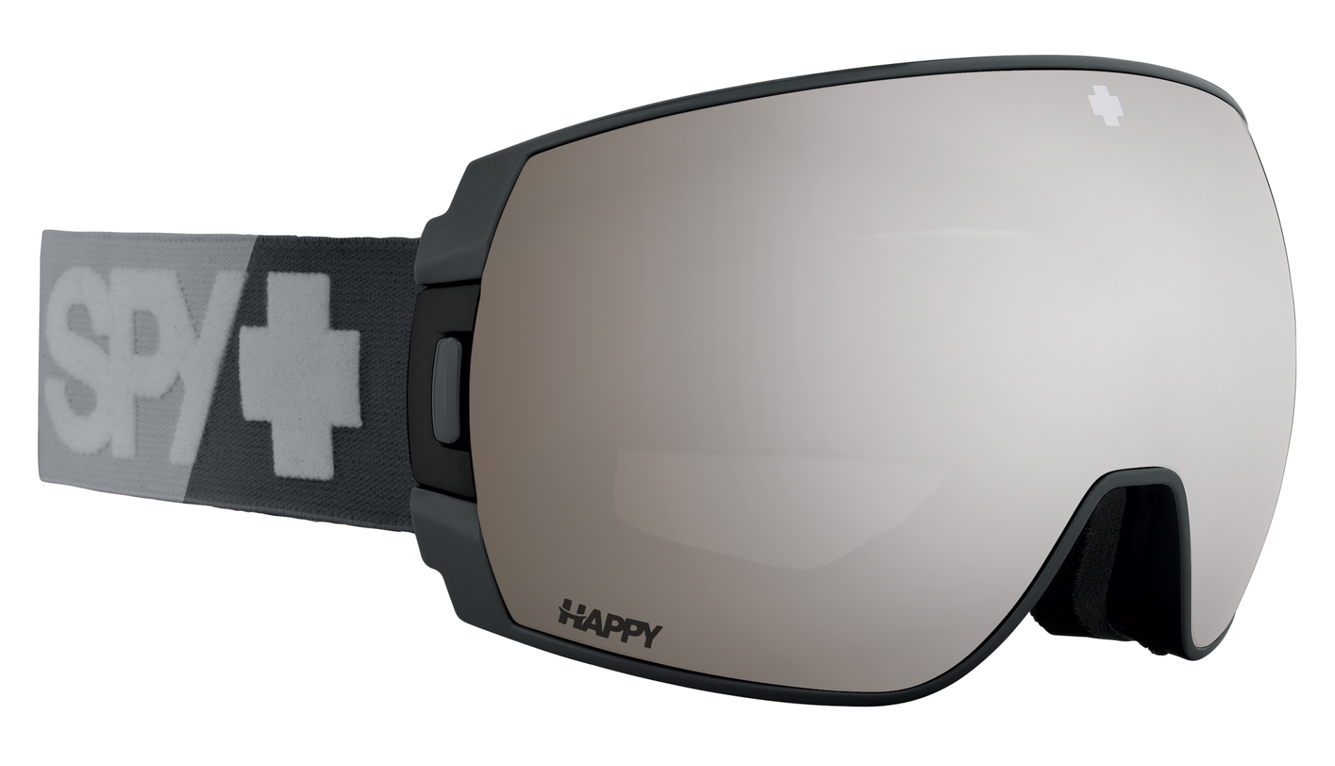 SPY Legacy snow goggles in dark gray with silver mirror lens.