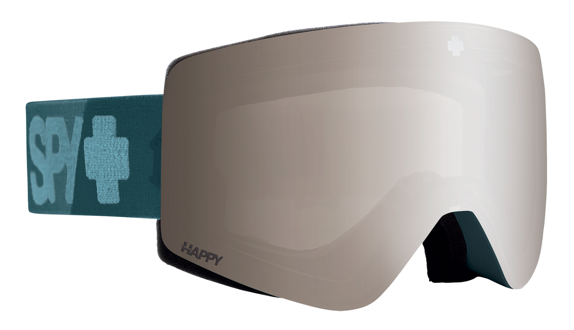 SPY Marauder Elite snow goggles in teal strap with bronze and silver mirror shield lens.