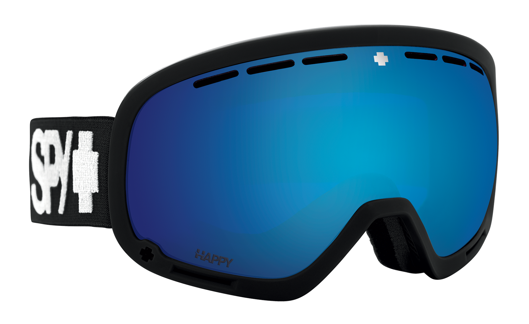 SPY Marshall snow goggles in matte black with dark blue mirror Happy lens.