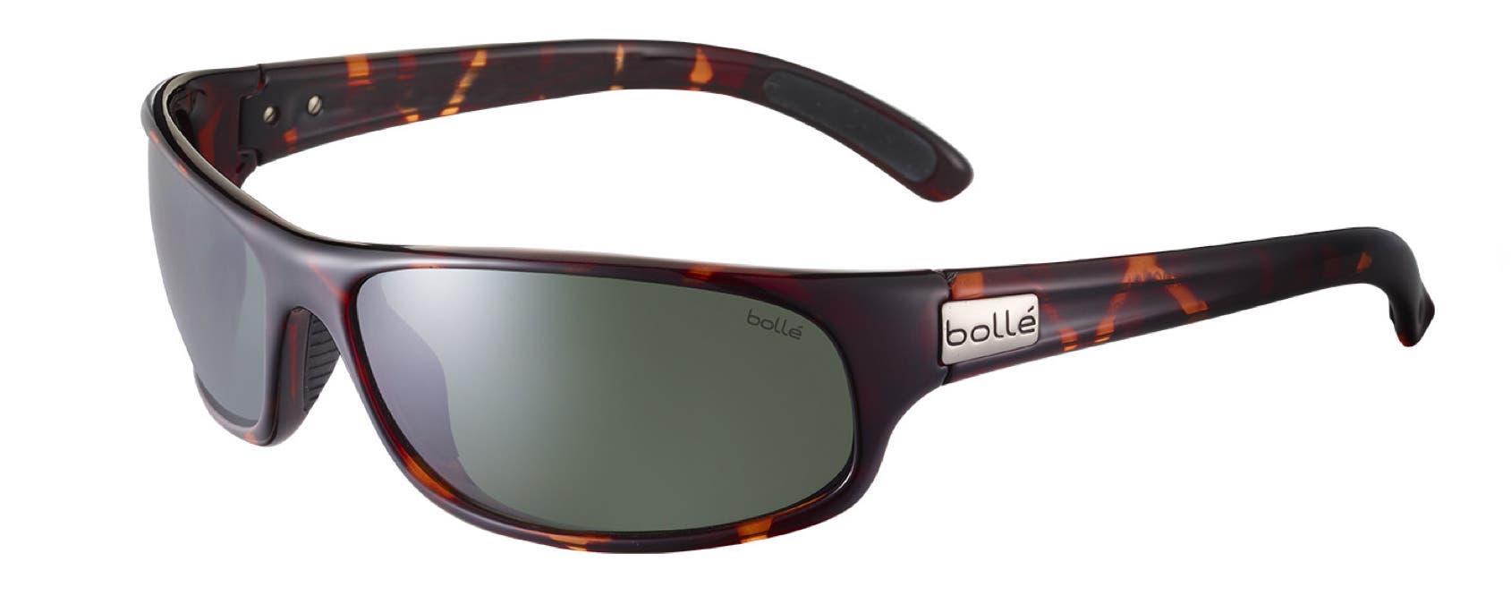 Bolle Anaconda sunglasses in dark tortoise with green prescription lenses.