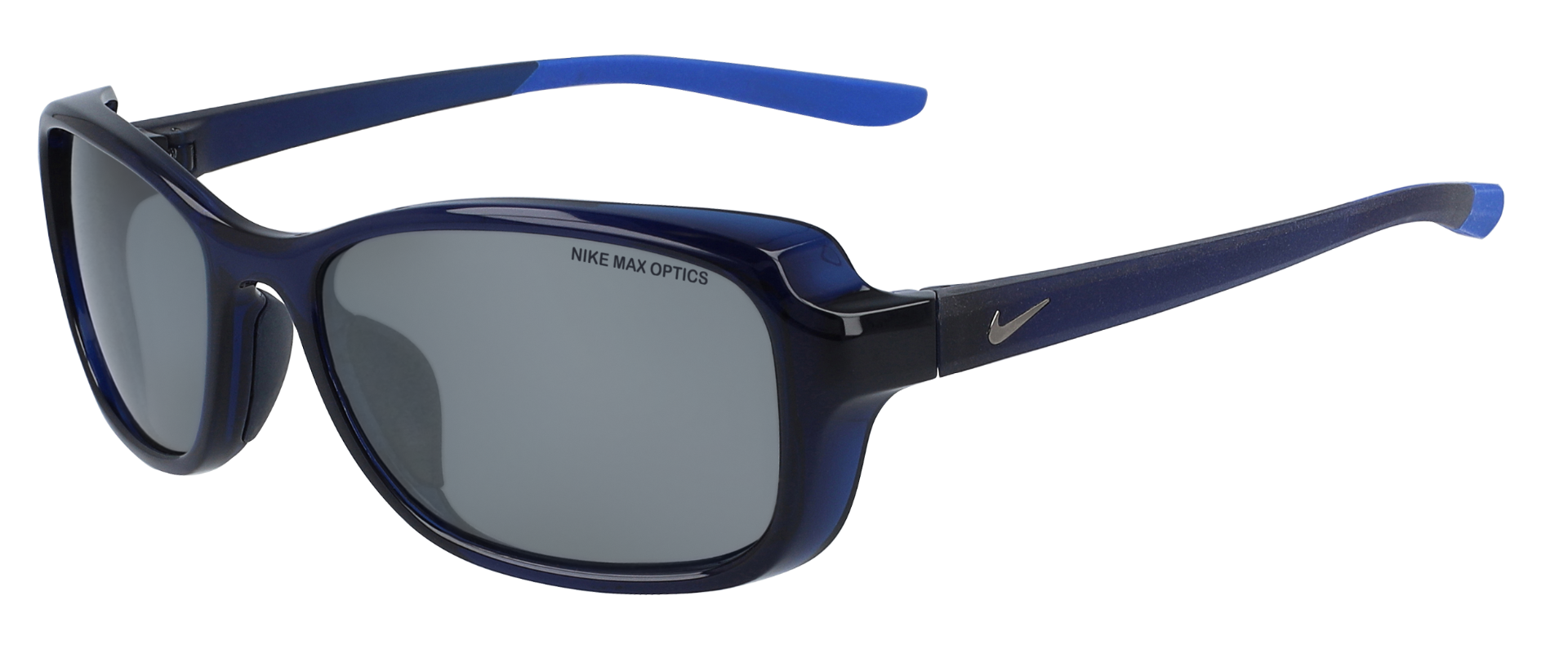 Nike Breeze women's sunglasses in navy with silver flash lenses.