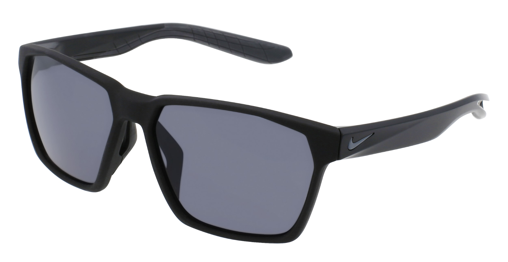 Nike Maverick Small sunglasses in matte black with dark grey square lenses.