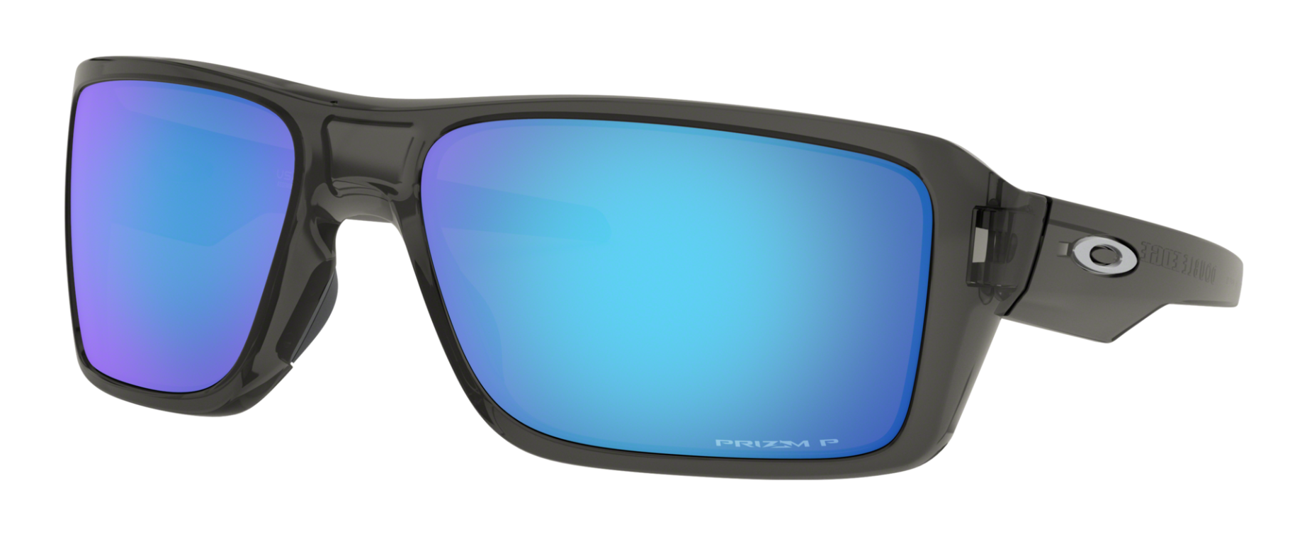 Oakley Double sunglasses in grey with polarized blue lenses.