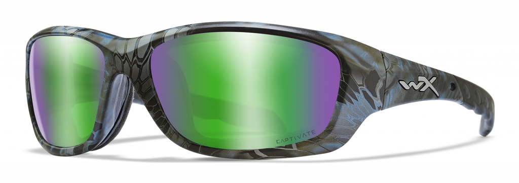 Wiley X Gravity sunglasses in python print with polarized green mirror lenses.