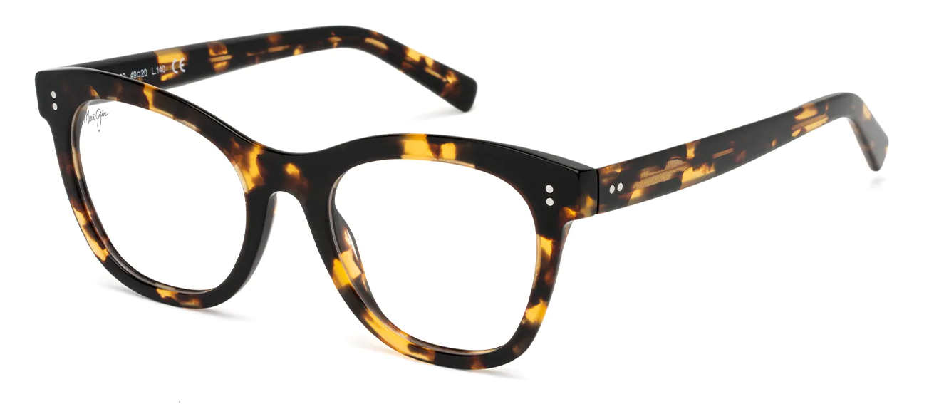 Maui Jim MJO2302 gaming glasses for women. Yellow tortoise frame with clear lenses.