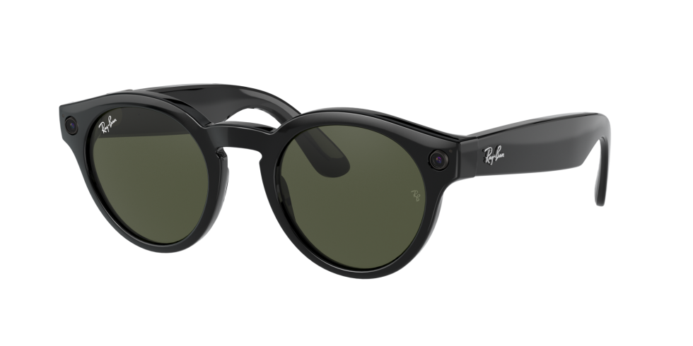 2021 Ray-Ban Sunglasses Gift Guide - Ray-Ban Stories Round Smart Sunglasses size 48 shiny black with g-15 green lenses