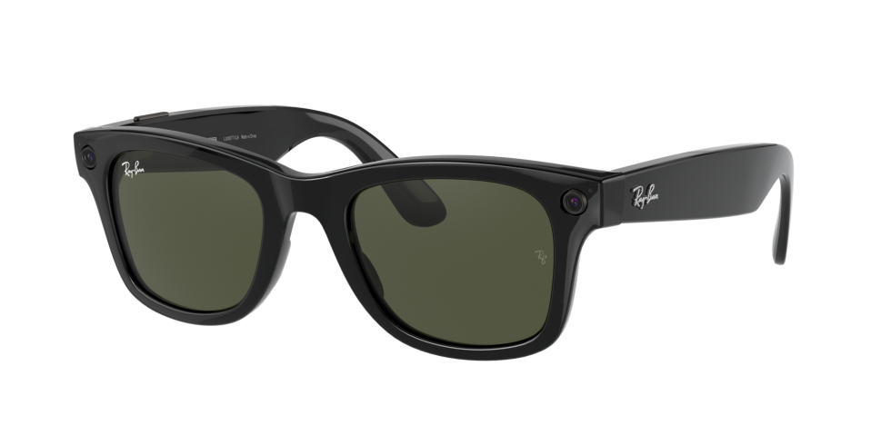 Ray-Ban Stories Wayfarer Large Smart Sunglasses Size 53 shiny black with g-15 green lenses