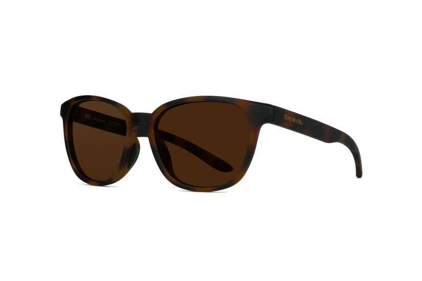 sportrx aviva sunglasses in matte tortoise with prescription lenses