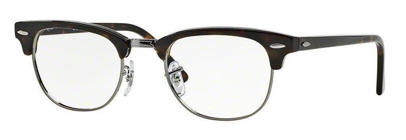 Ray-Ban RB5154 Clubmaster glasses in dark havana with clear prescription lenses.