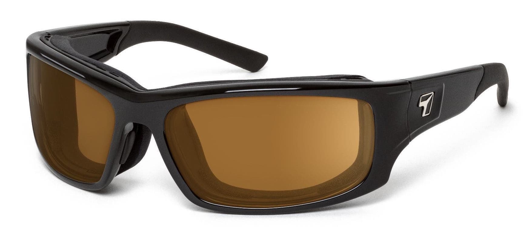 7eye Panhead motorcycle sunglasses for open face helmets in black with brown copper lenses.