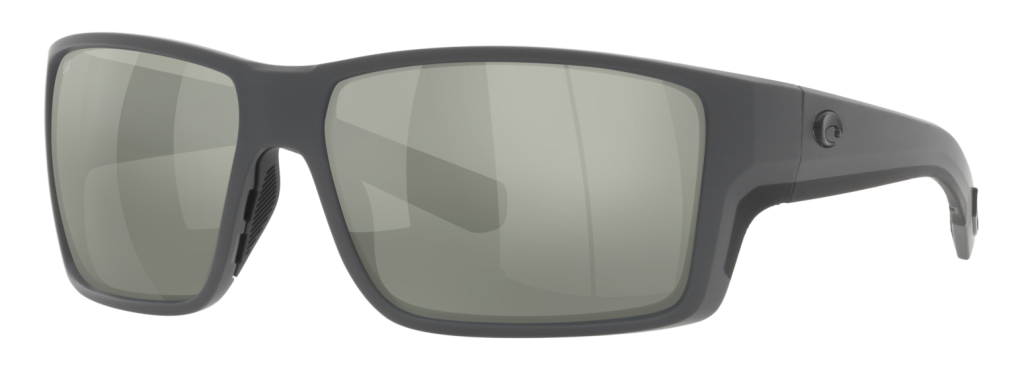 Costa Reefton PRO sunglasses in gray with silver gray lenses.
