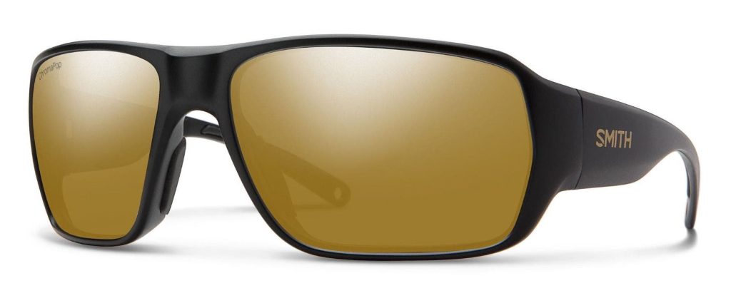 SMITH Castaway polarized fishing sunglasses in black with gold lenses.