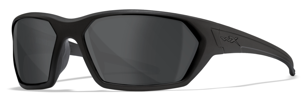 Wiley X Ignite fishing sunglasses in matte black with grey lenses.