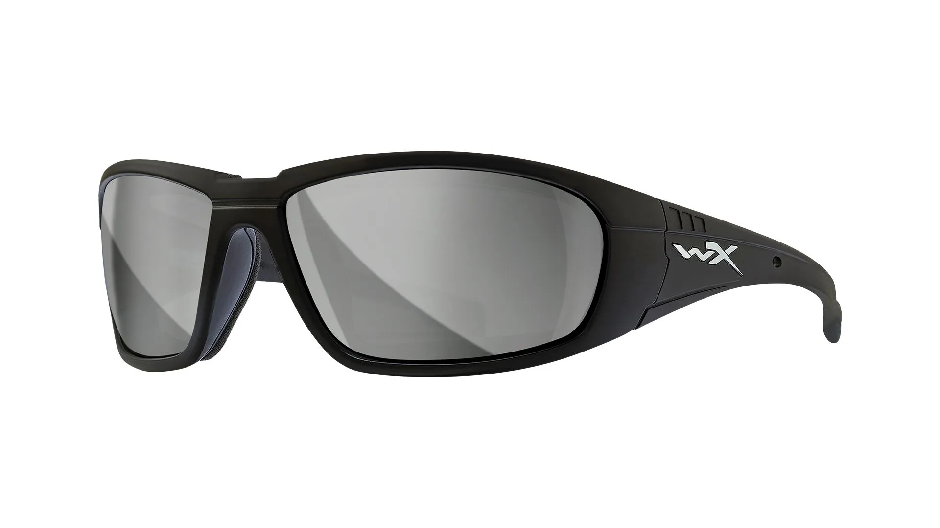 wiley x boss in black with silver lenses