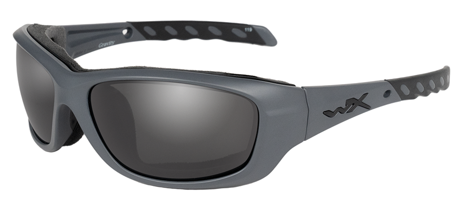 SportRx exclusive Wiley X Gravity sunglasses in unique matte cement and black color with prescription grey lenses.