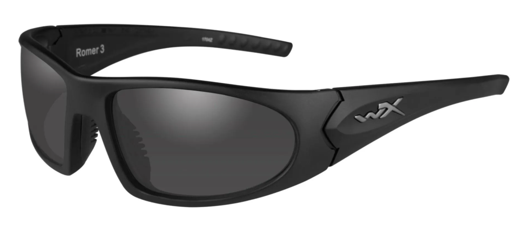 Wiley X Romer III sunglasses in matte black with smoke grey lenses.