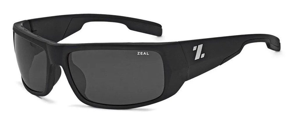 Zeal Optics Snapshot polarized fishing sungalsses in matte black with grey lenses.