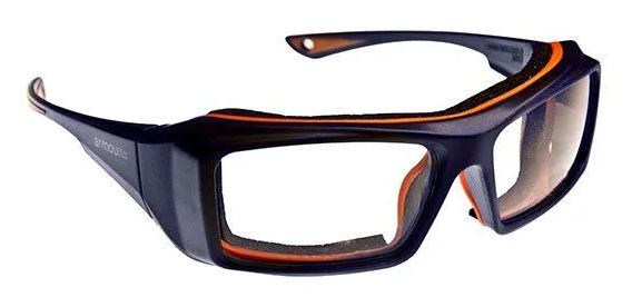 ArmouRx 6006 lab safety glasses in blue with clear prescription lenses.