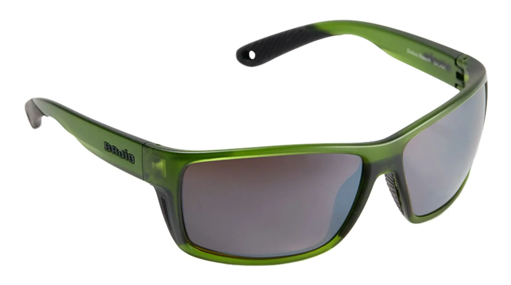 Bajío Bales Beach sunglasses in green with silver mirror lenses.