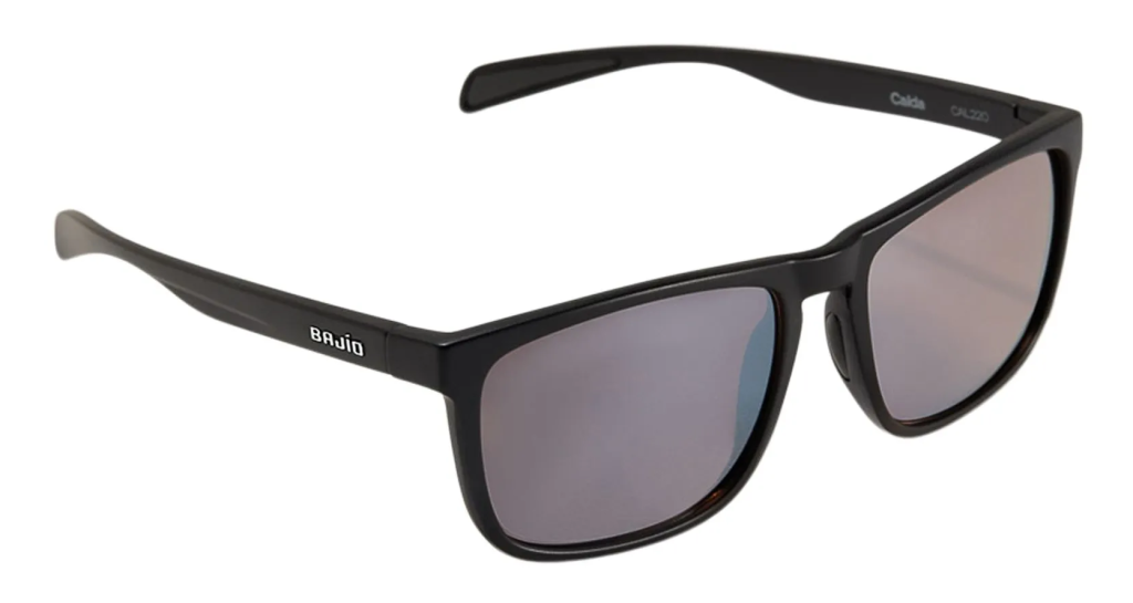 Bajío Calda sunglasses in matte black with silver mirror lenses.