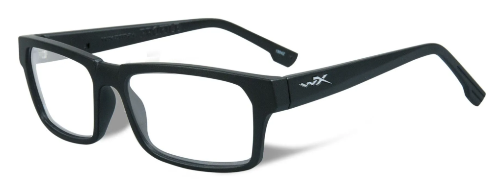Wiley X Profile best prescription safety glasses in matte black with clear rx lenses.
