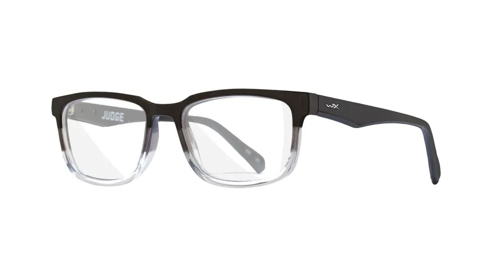 wiley x judge safety glasses in gloss black clear fade with clear lenses