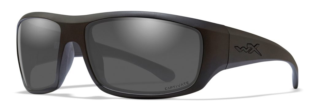Wiley X safety sunglasses featuring the Omega frame in matte black with grey lenses.