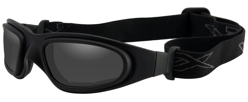 Wiley X tactical goggles featuring the SG-1 in black with grey lenses.