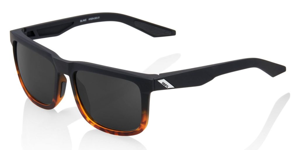 100% Blake MTB sunglasses in black and havana with black mirror lenses.