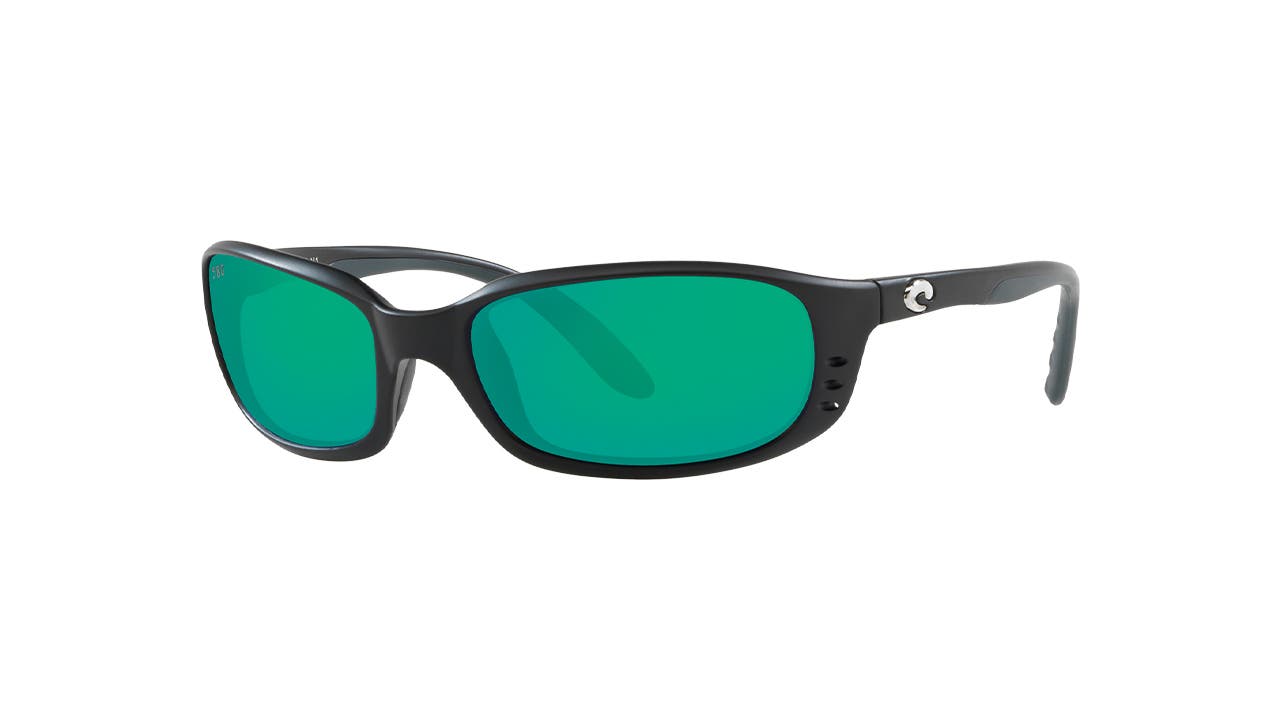 Costa Brine in Matte Black with Green Mirror Costa 580 Lenses.