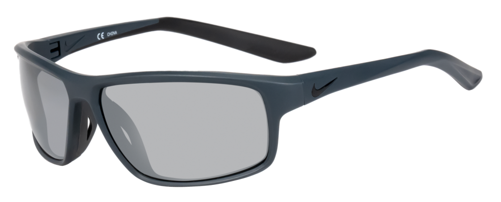 Nike Rabid 22 exclusive sunglasses collab with SportRx. Matte slate frame grey silver flash lenses.