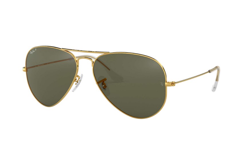 Ray-Ban Aviator Gold with Green Polarized Lenses Sunglasses